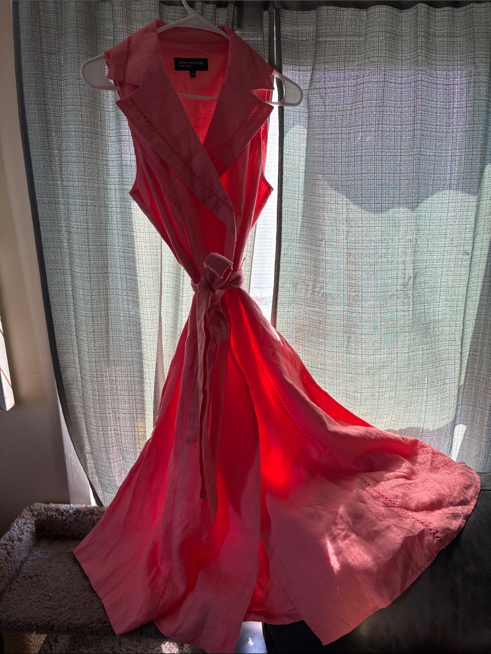 Jones New York Coral-Pink Sleeveless Wrap Maxi Dress